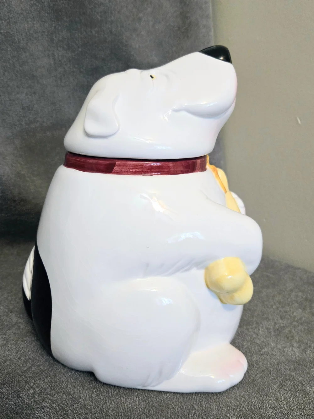 Clay Art Pudgy Dog Cookie Treat Jar Collar Hound Dog Bone Series Kitchen 1991